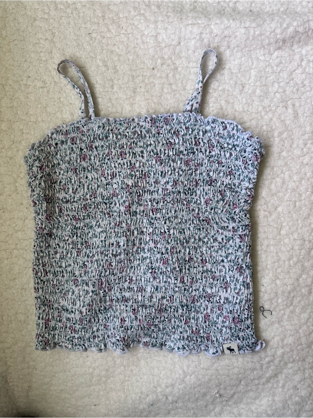 abercrombie kids Pastel Floral Smocked Cami in White and Pink